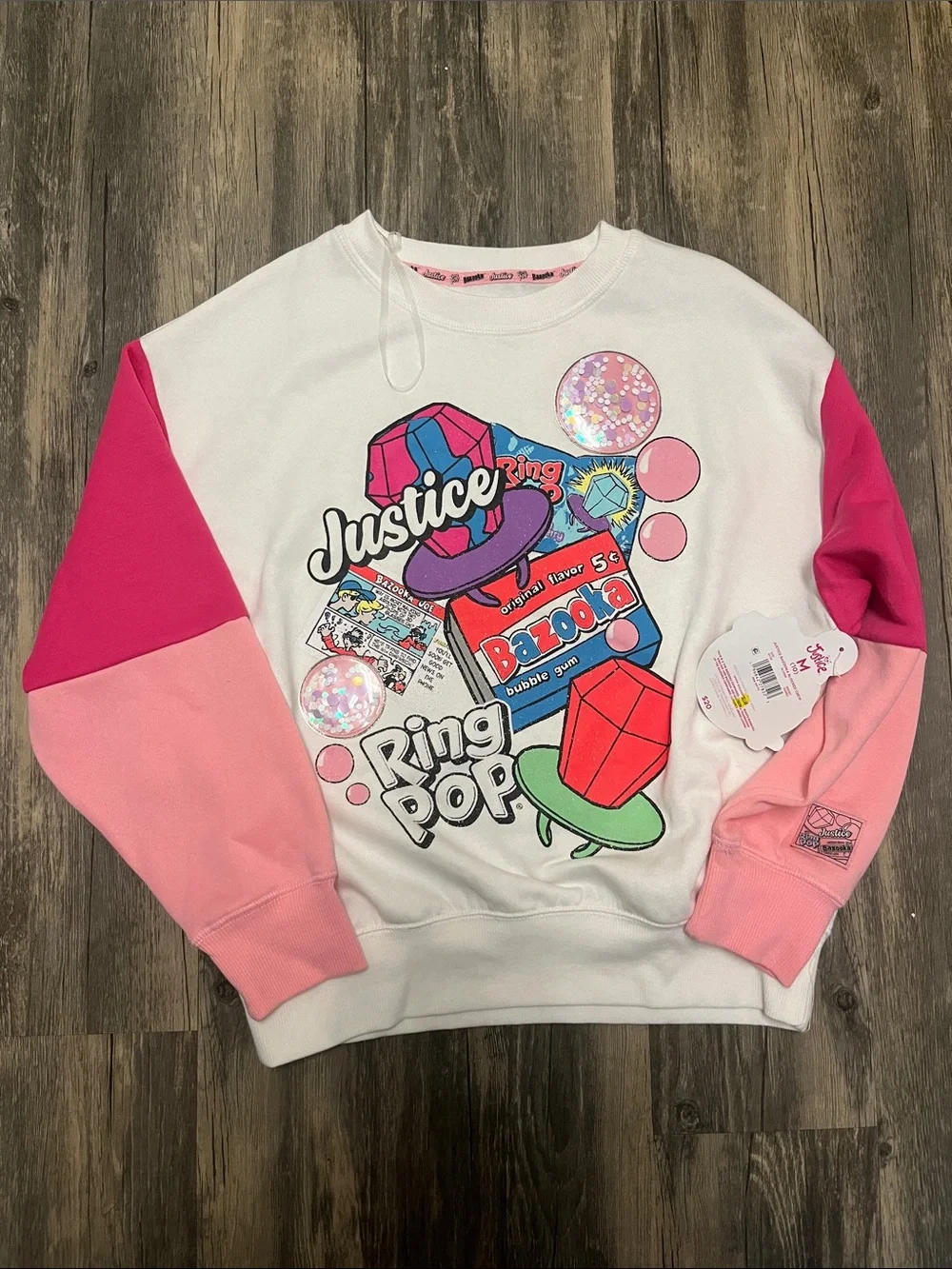 Nwt Justice Bazooka Gum Crew Sweatshirt size Medium 10